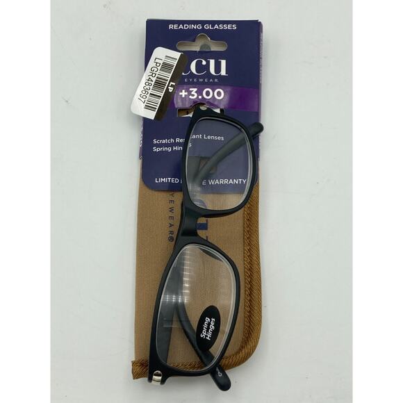 ICU Eyewear Henderson Black Reading Glasses Readers with Case +3.00 - Picture 8 of 14